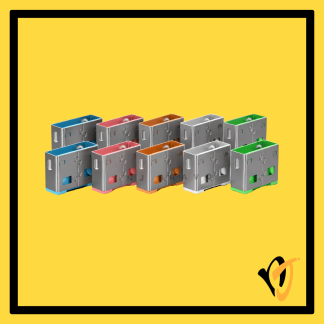 Lindy USB-A Port Blocker Extra Lock Pack 10x locks in Green, White, Orange, Pink and Blue