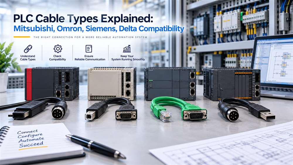PLC Cable Types Explained: Mitsubishi, Omron, Siemens, Delta Compatibility