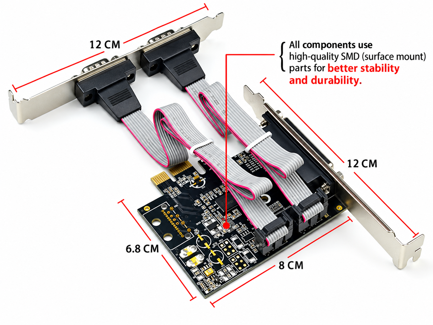 SYBA E1-PCE99100-2S1P PCIe 2 serial RS232 DB9 and 1 parallel DB25 LPT card - view 2