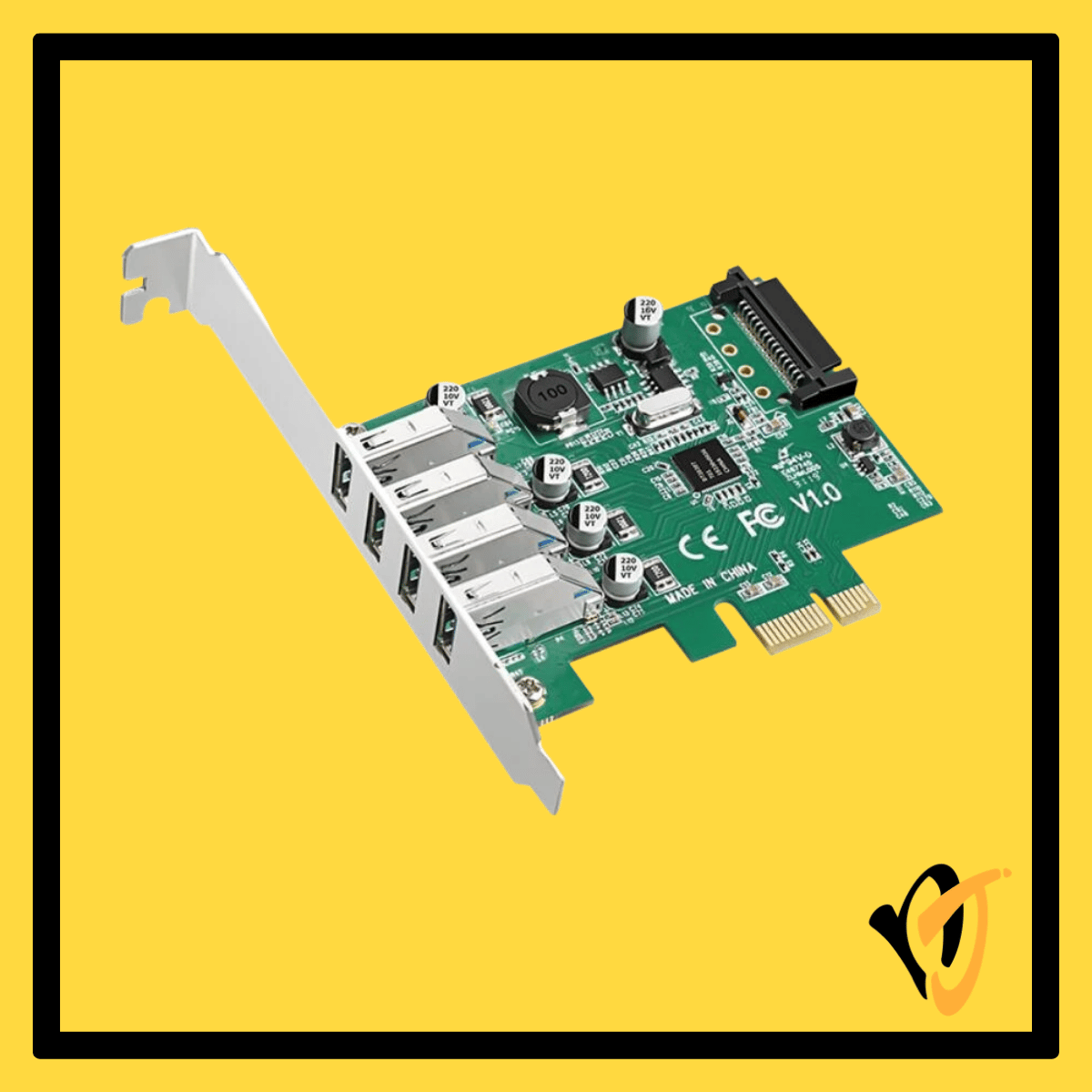 PCIe to 4 Port USB 3.0 expansion card NEC VIA chipset SATA power low profile
