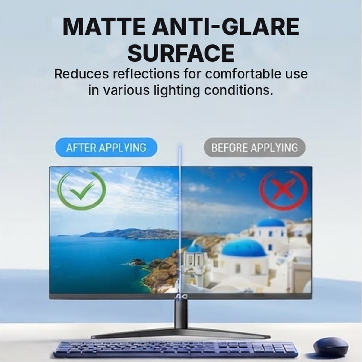Privacy screen filter for PC monitor with matte anti-glare surface reducing reflections