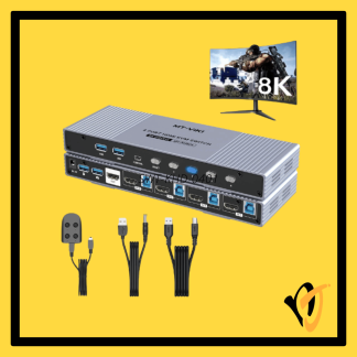 MT-Viki MT-KH804 4-port HDMI 2.1 KVM switch 8K with desktop controller and cables