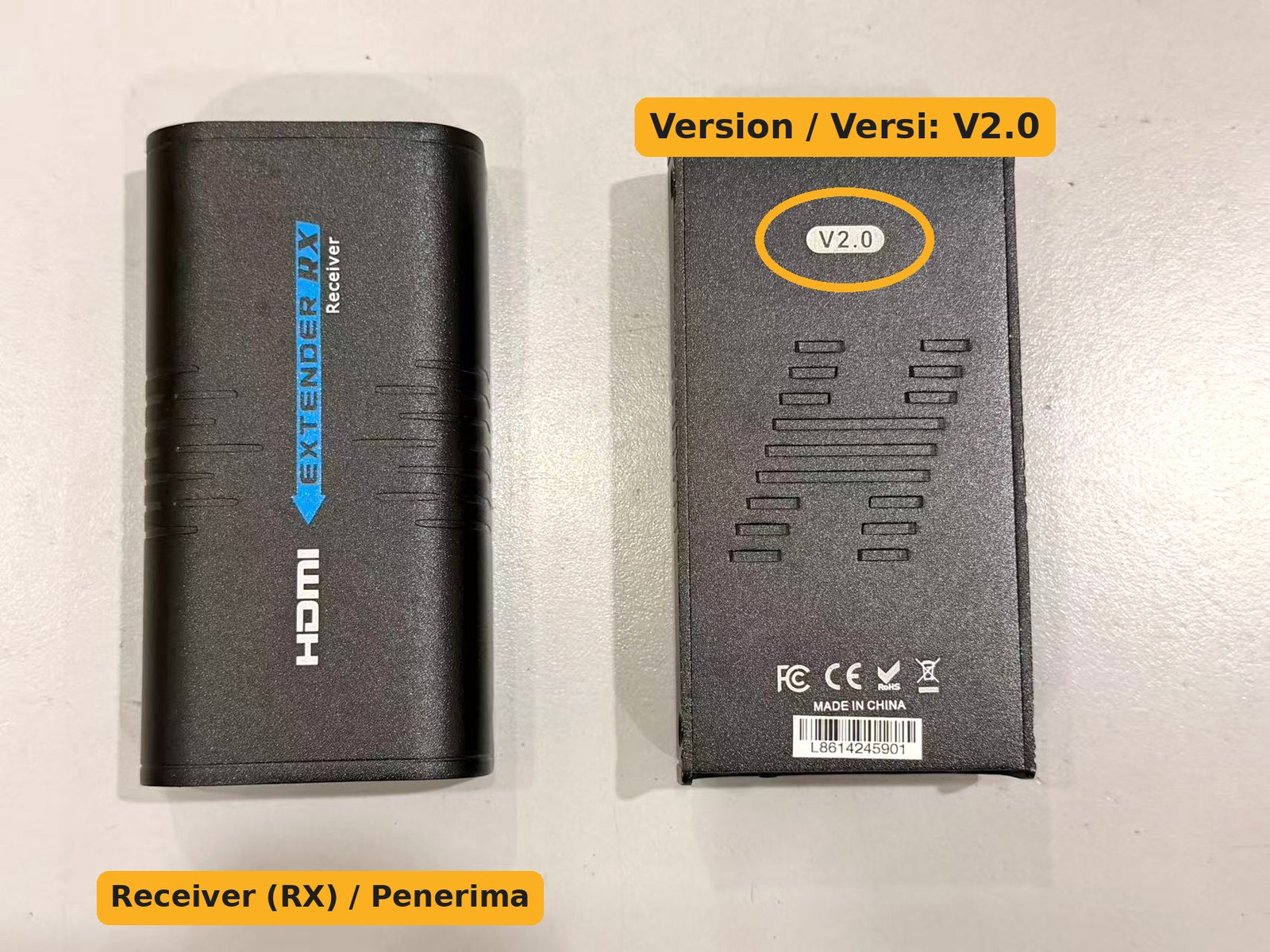 LENKENG LKV373 V2.0 receiver with the V2.0 version label on the bottom